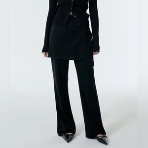 Women's Skirt Layered Jersey Pants [Black] NWT